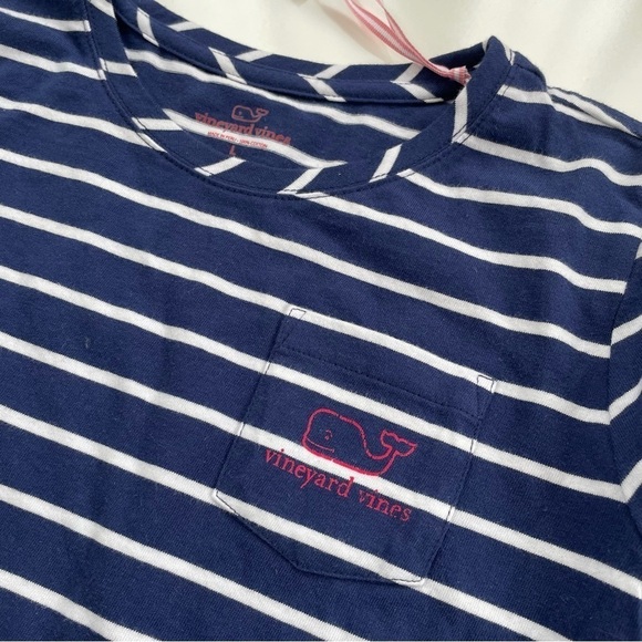 Vineyard Vines Girls Navy White Striped Graphic Long sleeve Tee Large 14 NWT - Picture 4 of 6